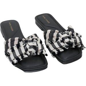 Marc Fisher Orbit Knot Black Stripe Slide Sandals Bow Slip-On Women's US 8.5M